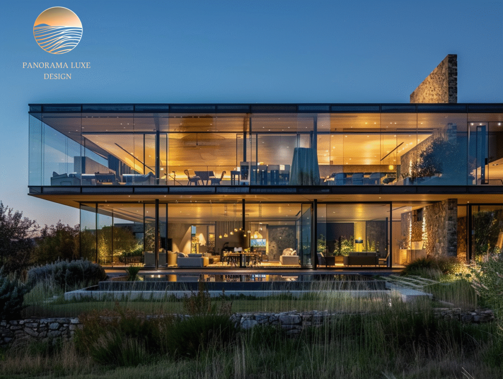 Luxury hillside glass home with open-plan interiors