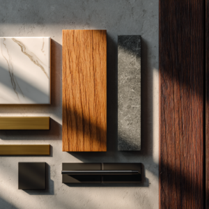 Split living room showing cool gray walls and gray sofa on the left versus warm beige walls and a cream sofa on the right.