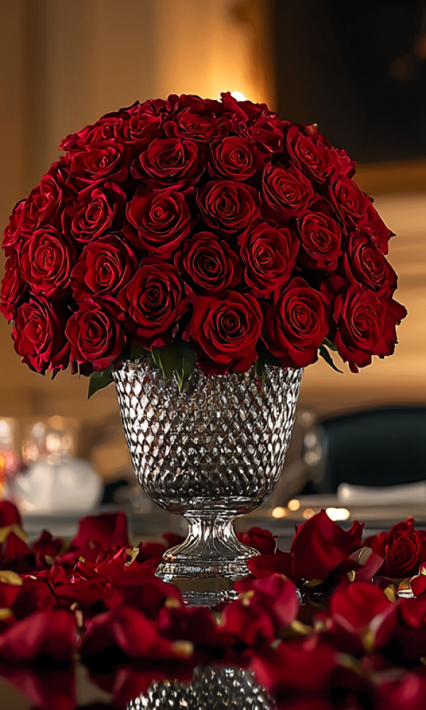 Romantic Red Rose Dining Setup